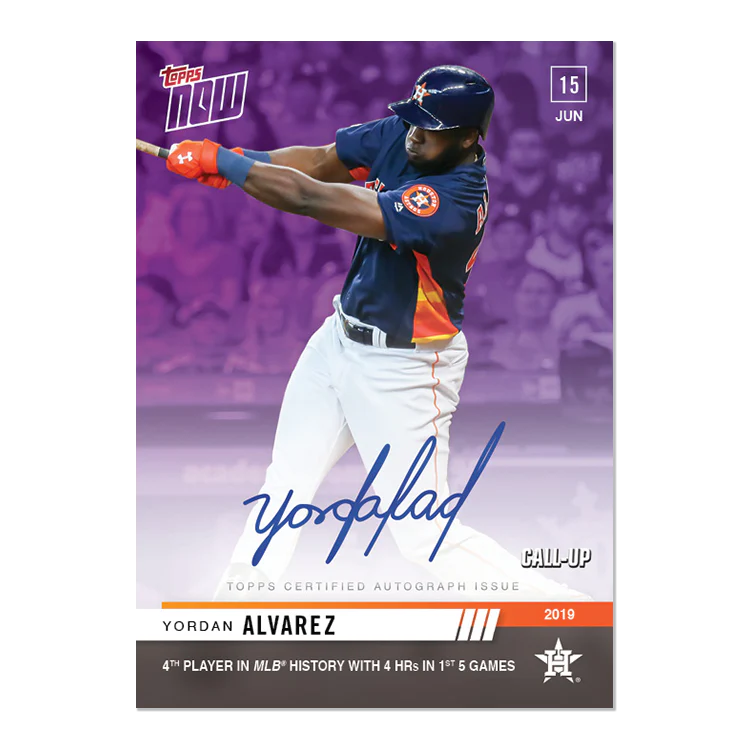 On-Card Autograph # to 25 - Yordan Alvarez - MLB TOPPS NOW® Card 382C