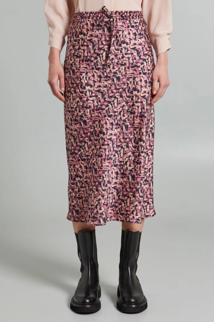 Twill longuette skirt - PINK BLACK
