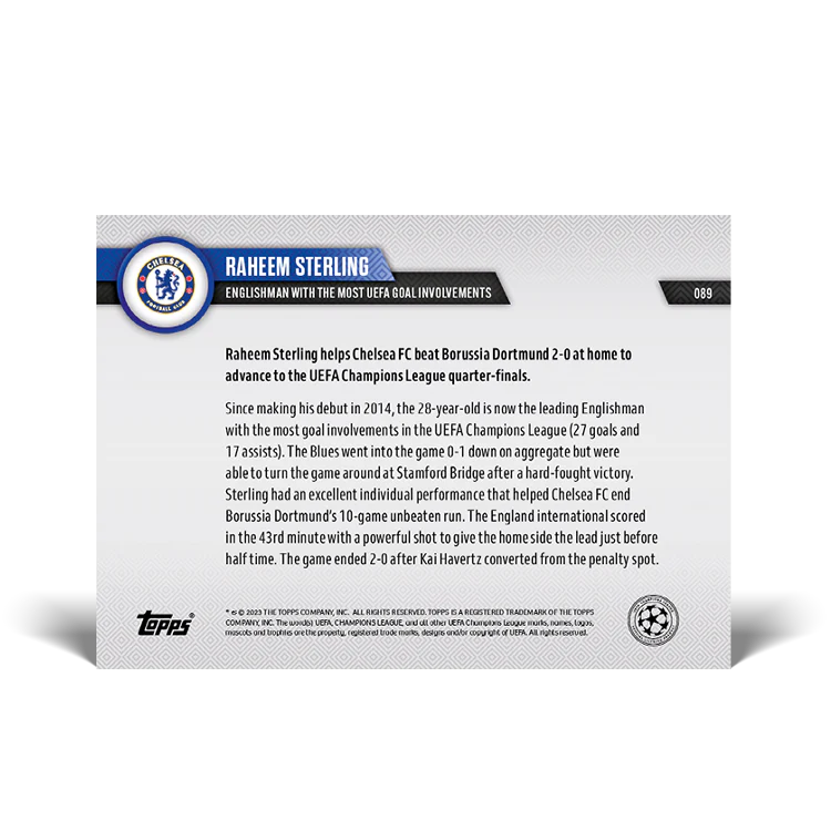 Topps UK - Englishman with the most UEFA goal involvements - UCL TOPPS NOW® Card #89