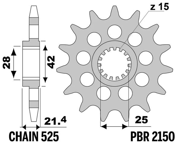 Gearbox output pinion PBR standard steel 2150 - 525 17 teethRef: Pbr01574A / 1077589003