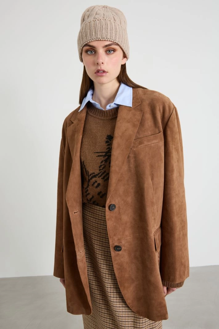 Wool braided beanie hat - BEIGE