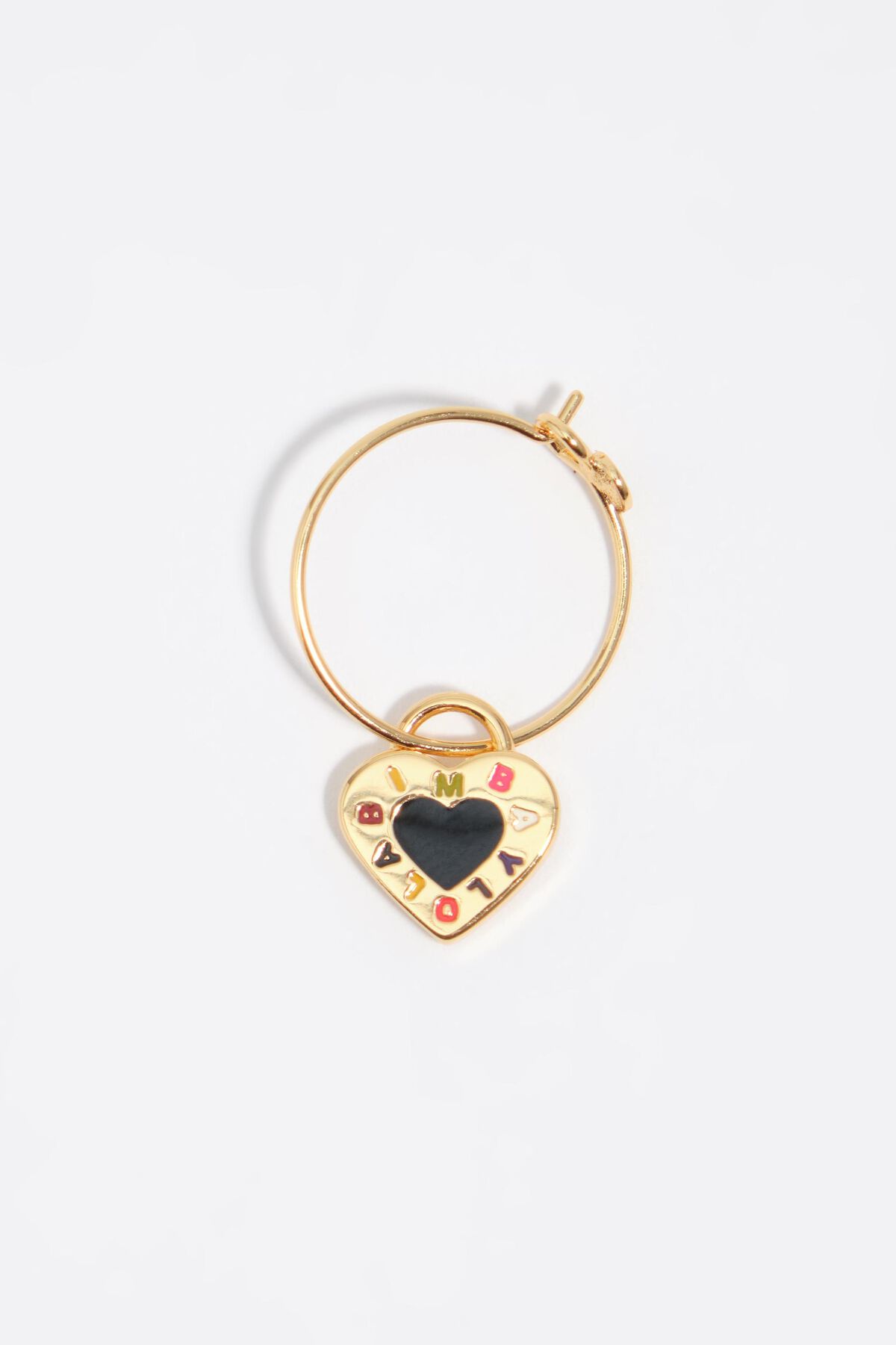Black heart logo hoop earrings