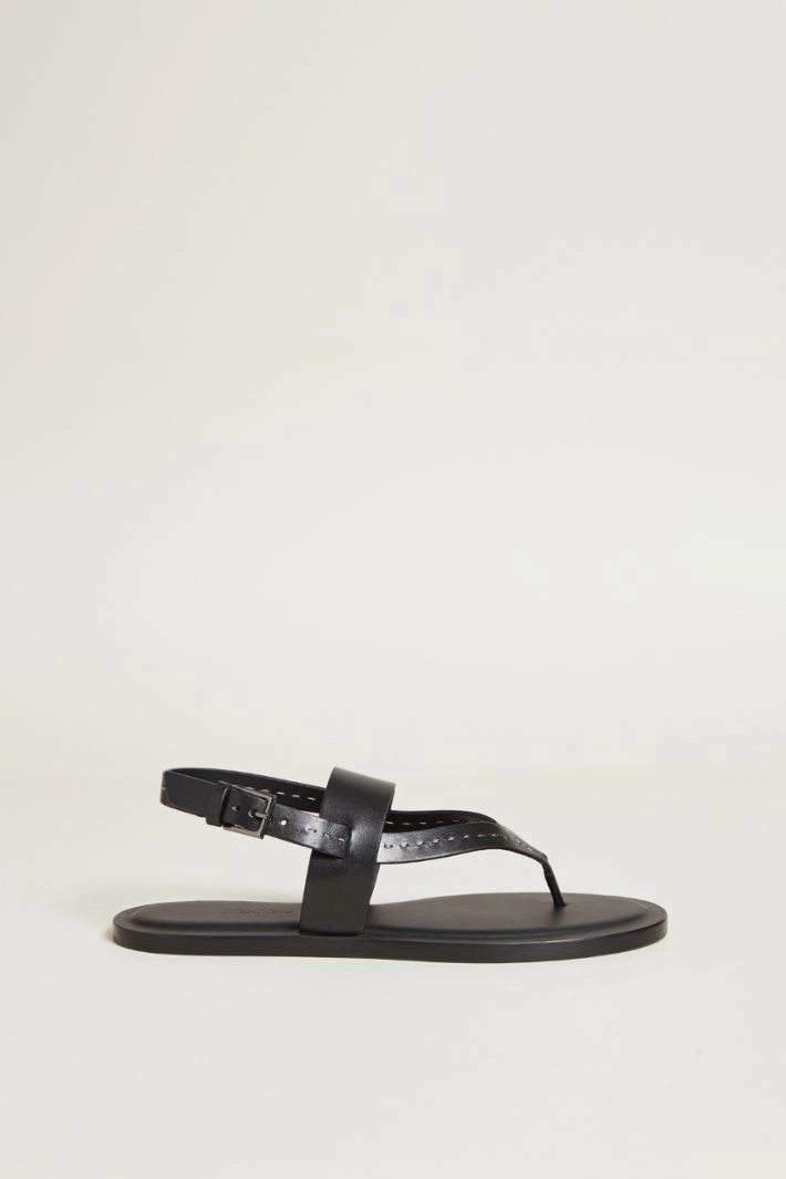 Leather sandals - BLACK