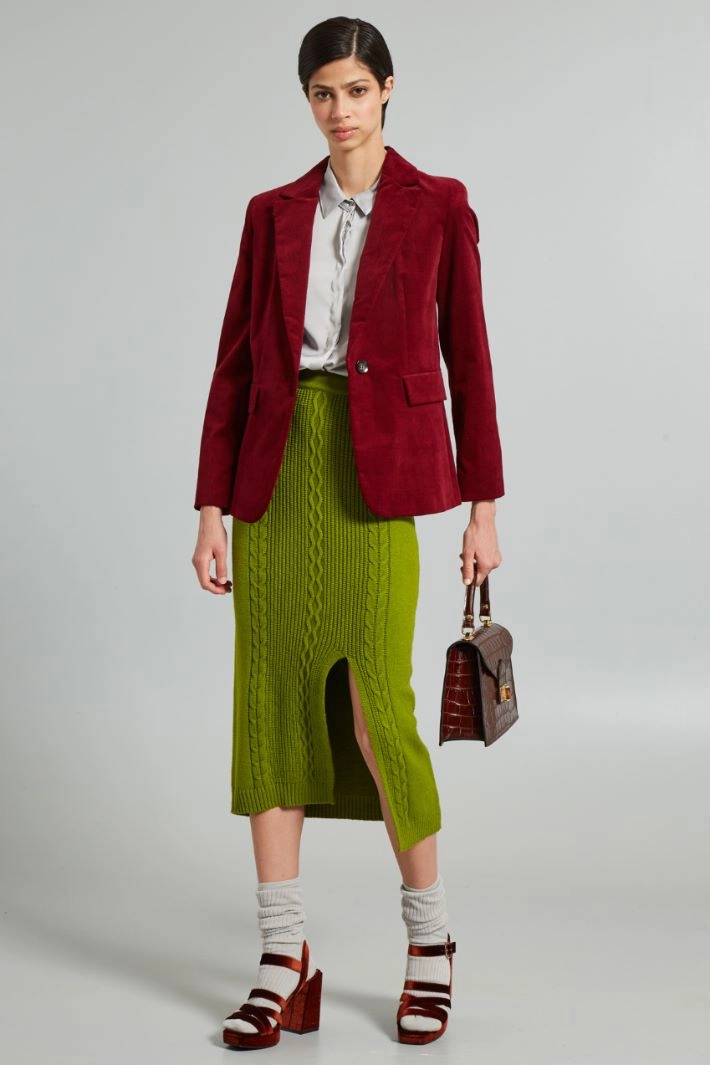 Cable-knit skirt - PISTACHIO GREEN