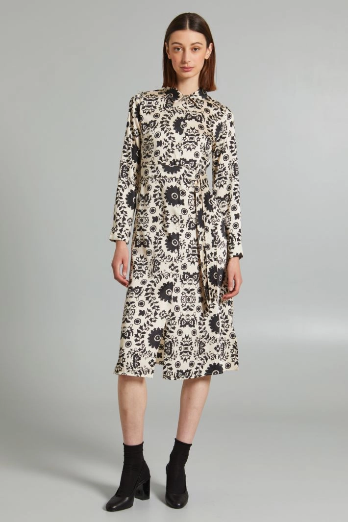 Twill chemisier dress - SAND BLACK