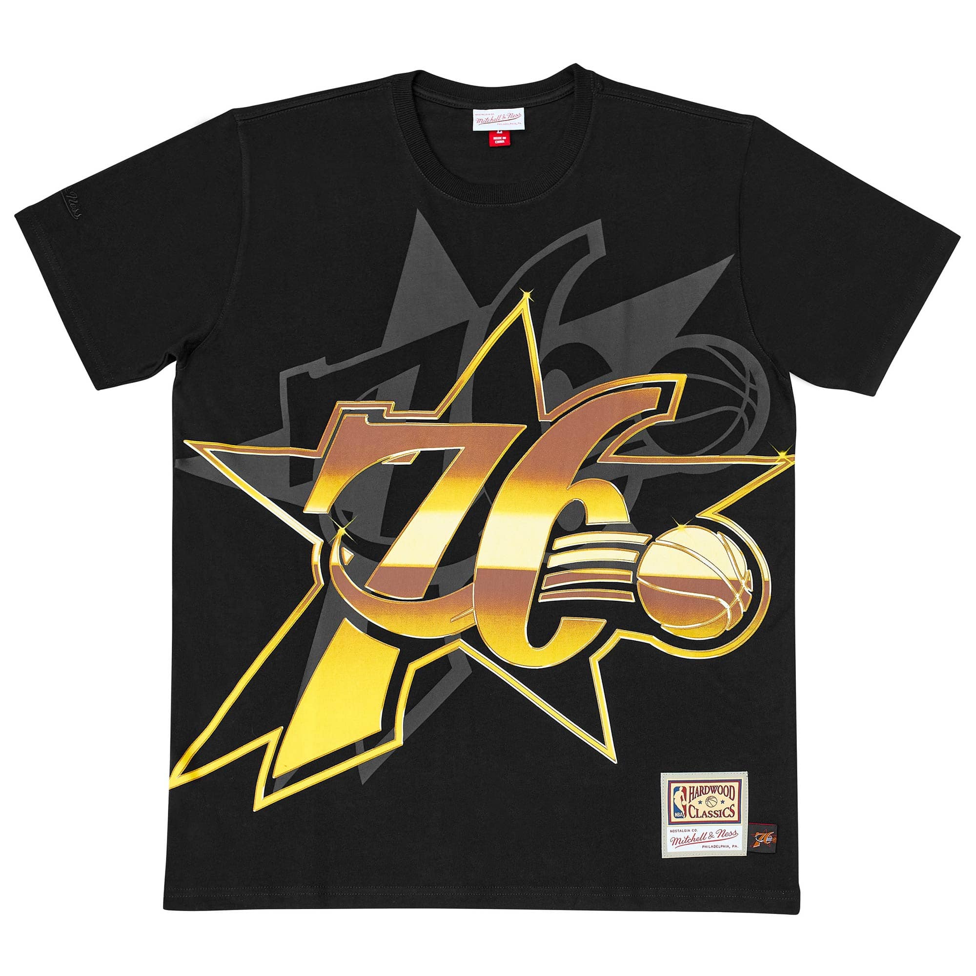 Philadelphia 76ers Big Face 4.0 Heavyweight Mitchell & Ness NBA T-Shirt Black