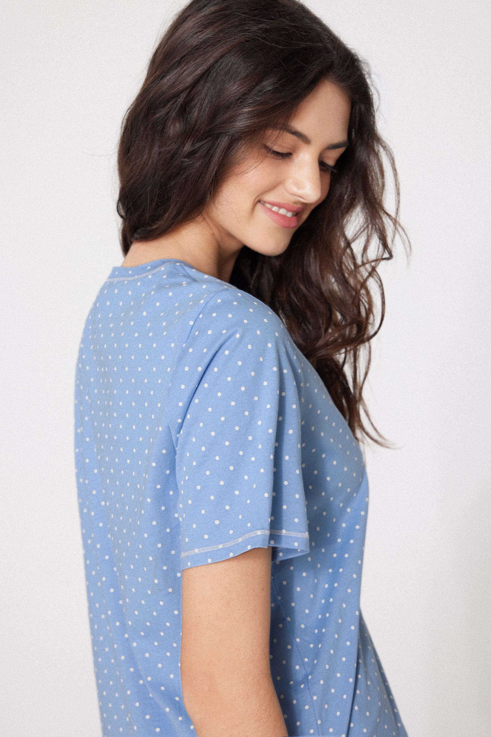 Short Cotton Pyjamas with Polka Dot Print