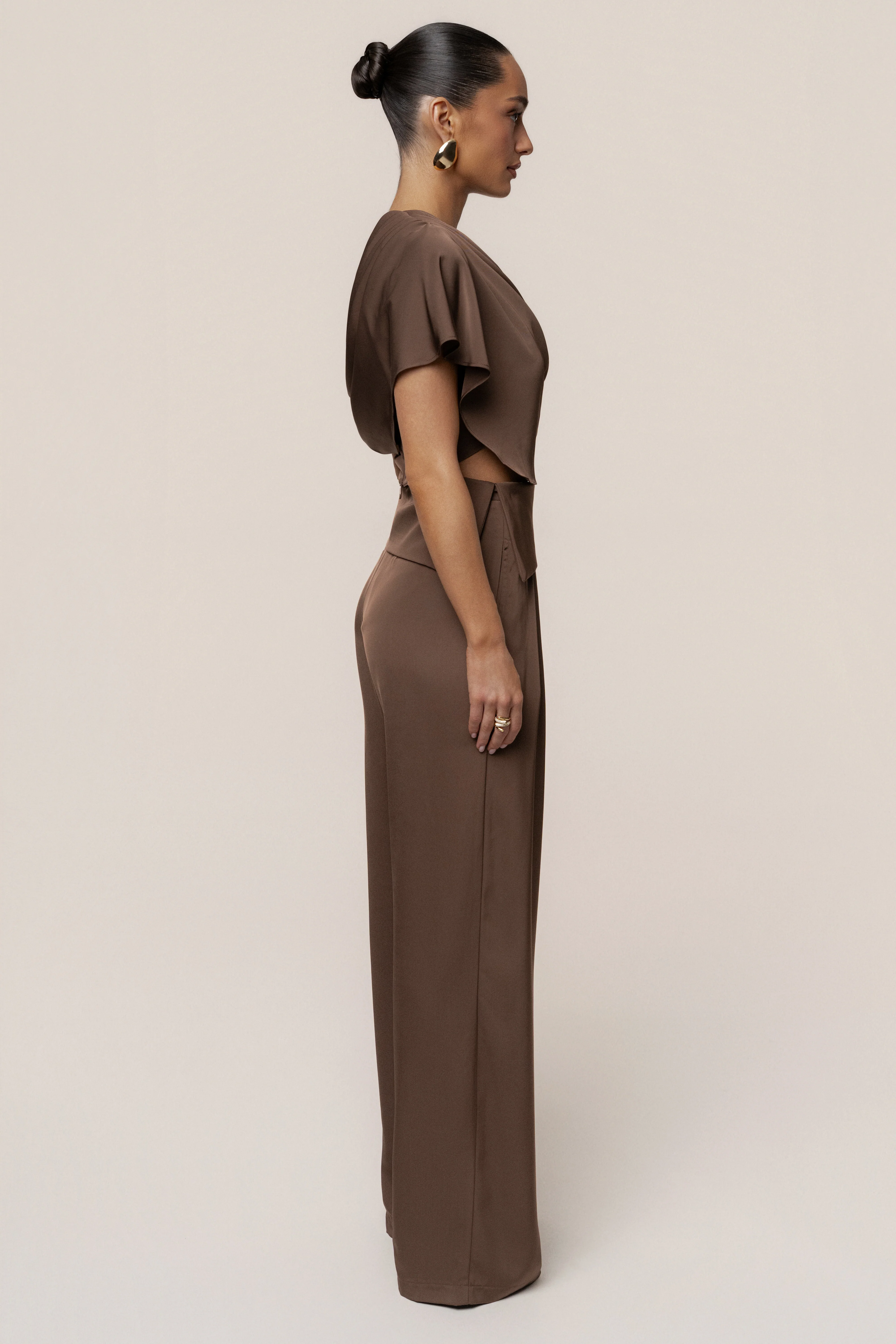 Chocolate Gleam and Glow Satin Top
