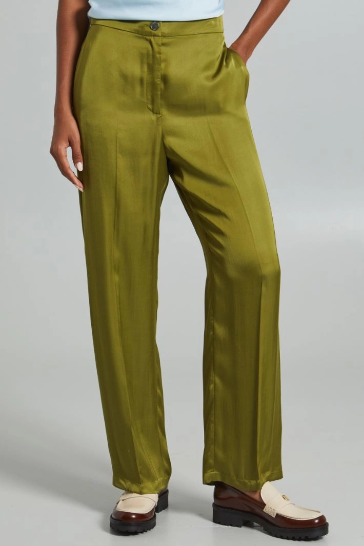 Trousers with elastic waist - LIGHT GREEN