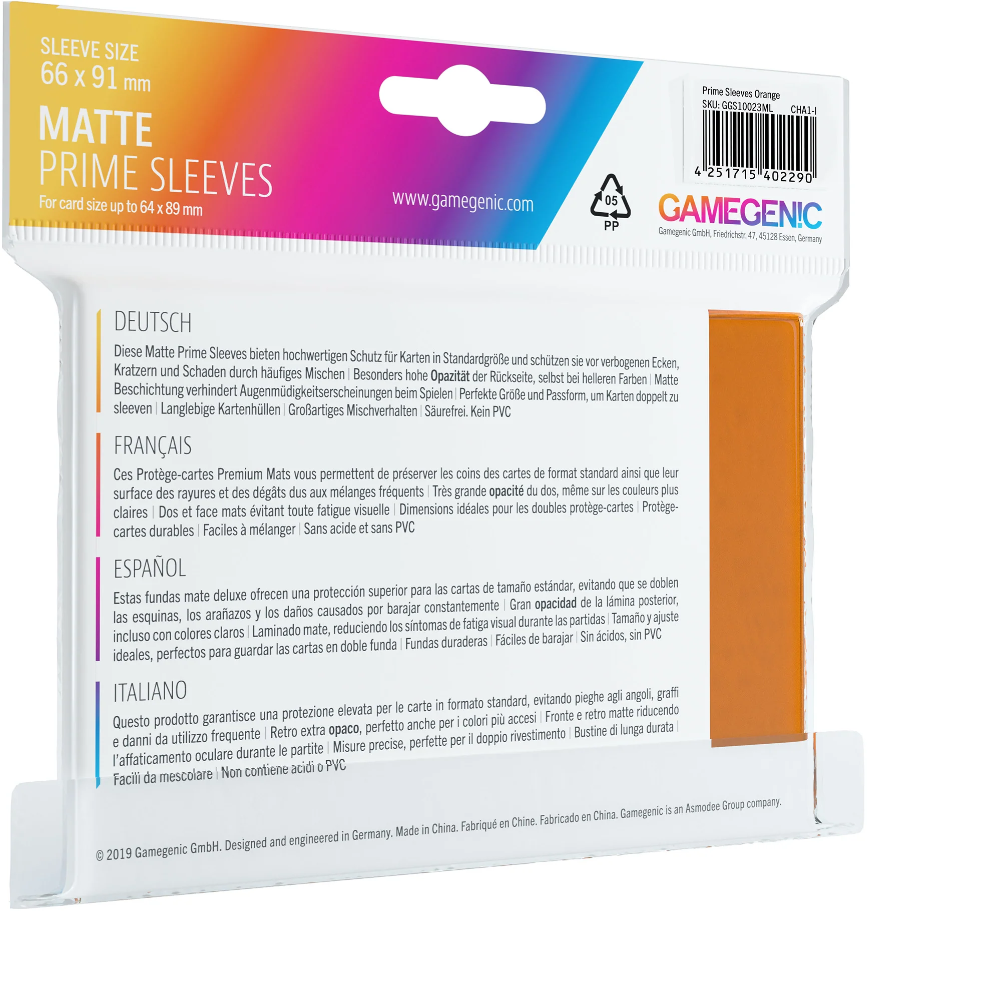 MATTE Prime Sleeves: Orange