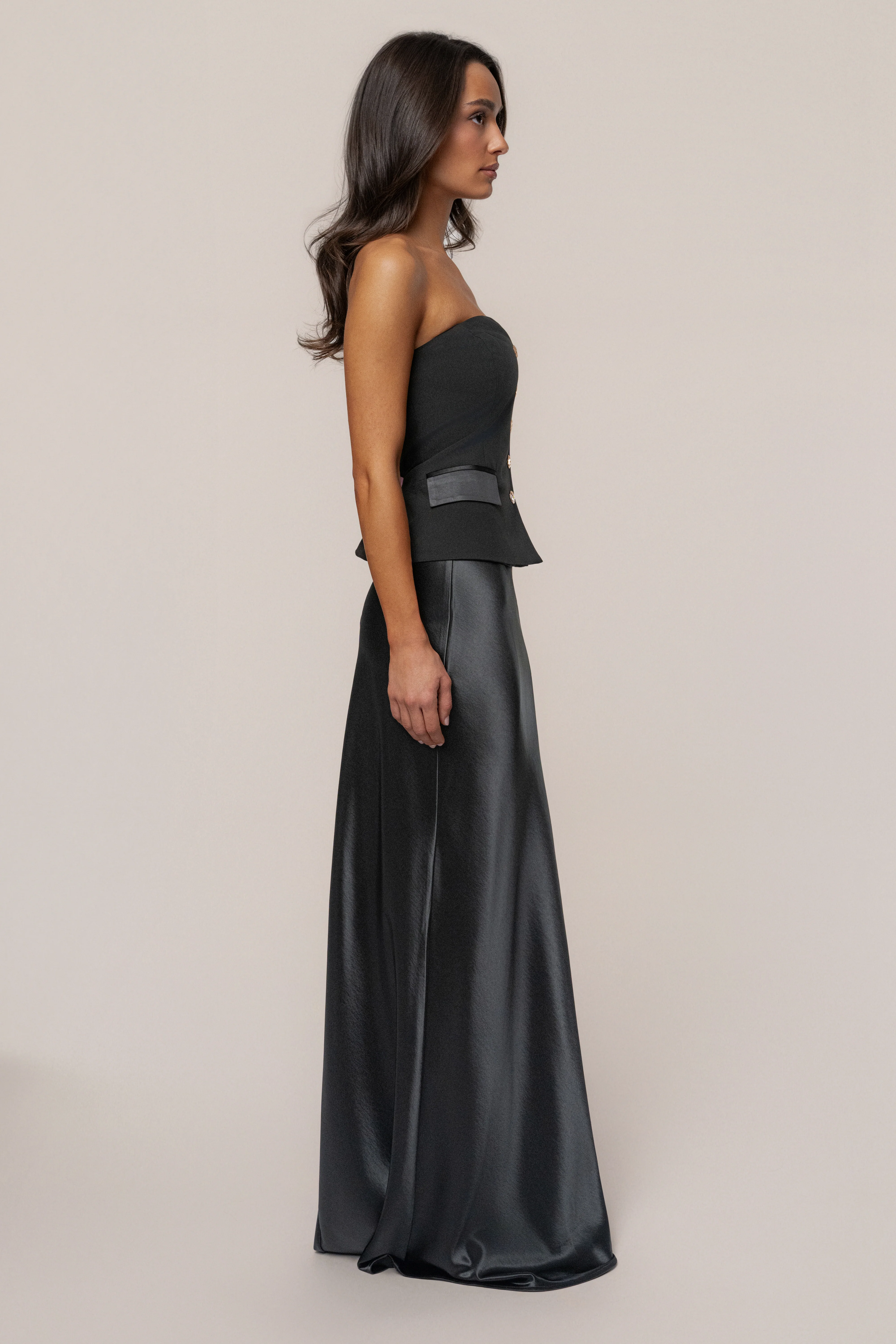 Black Button Front Vest