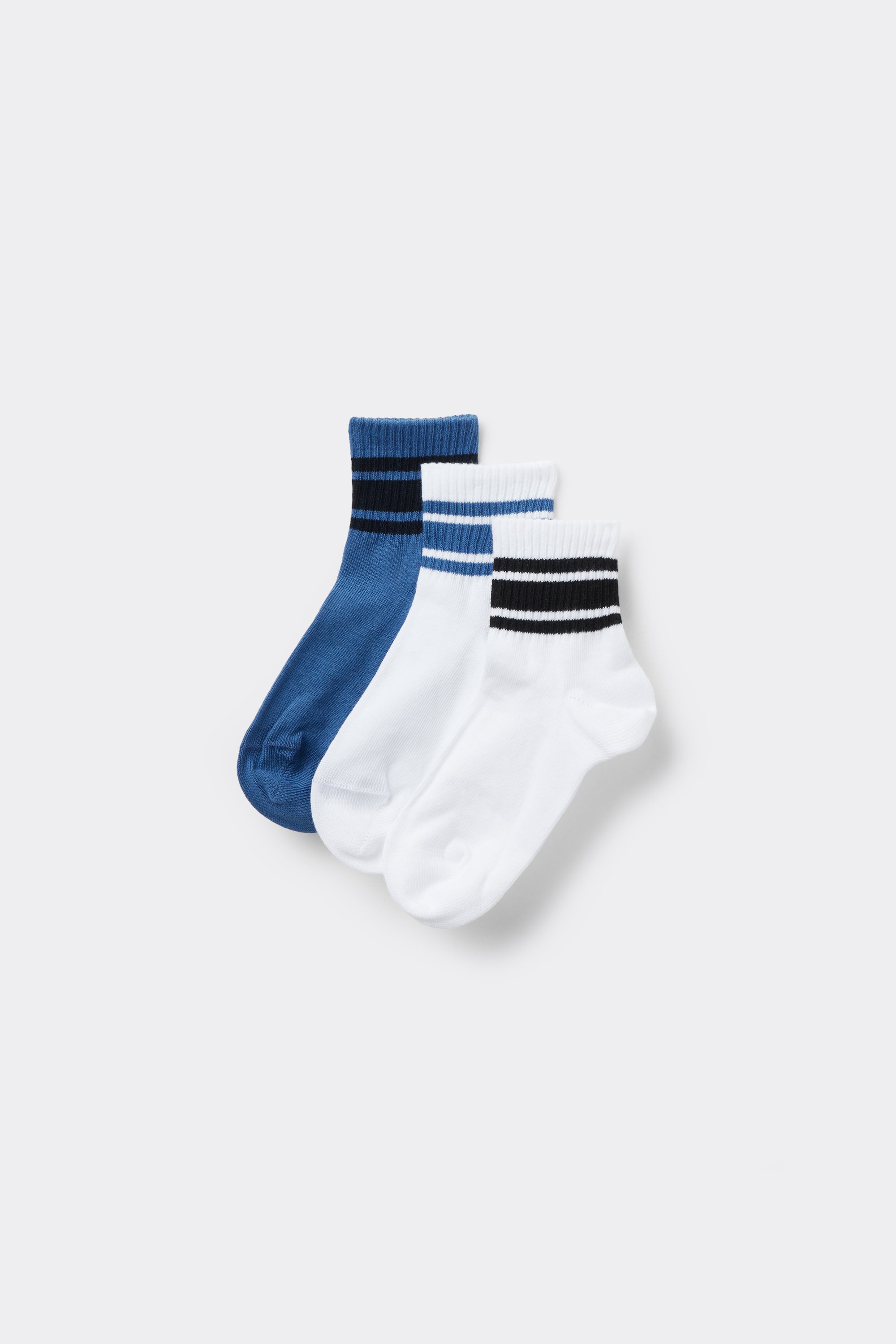 3 Pairs of Boys’ Short Patterned Cotton Sport Socks