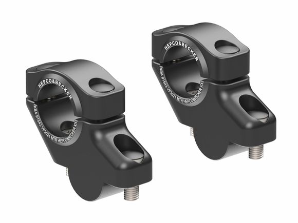 Hepco & Becker handlebar riser with offset 30 mm high and 21 mm back - blackTRIUMPH 660 TRIDENT 660 - 2021 - 2024Ref: HBE04958A / 42407612 00 01