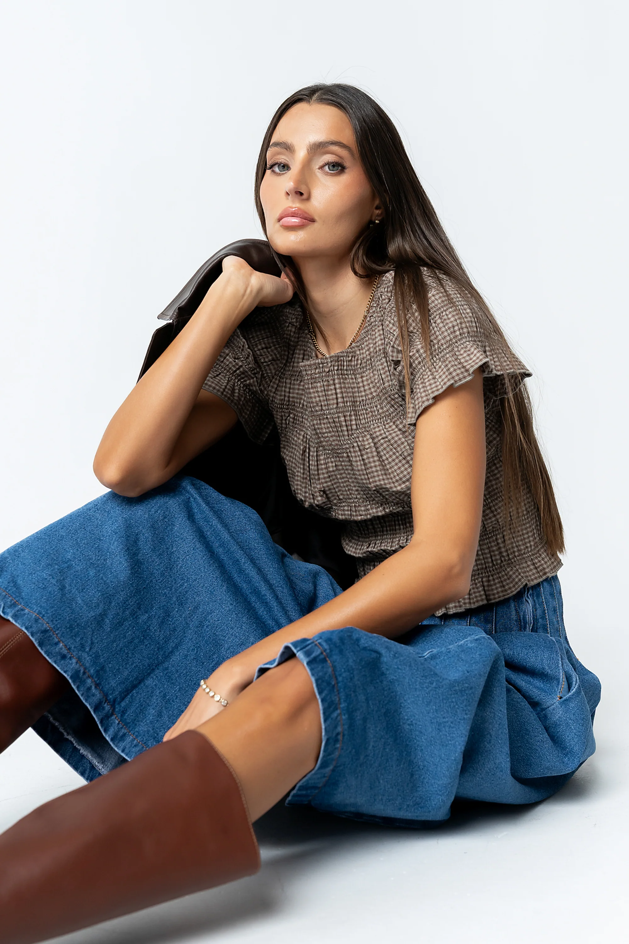Marta Smocked Blouse in Olive