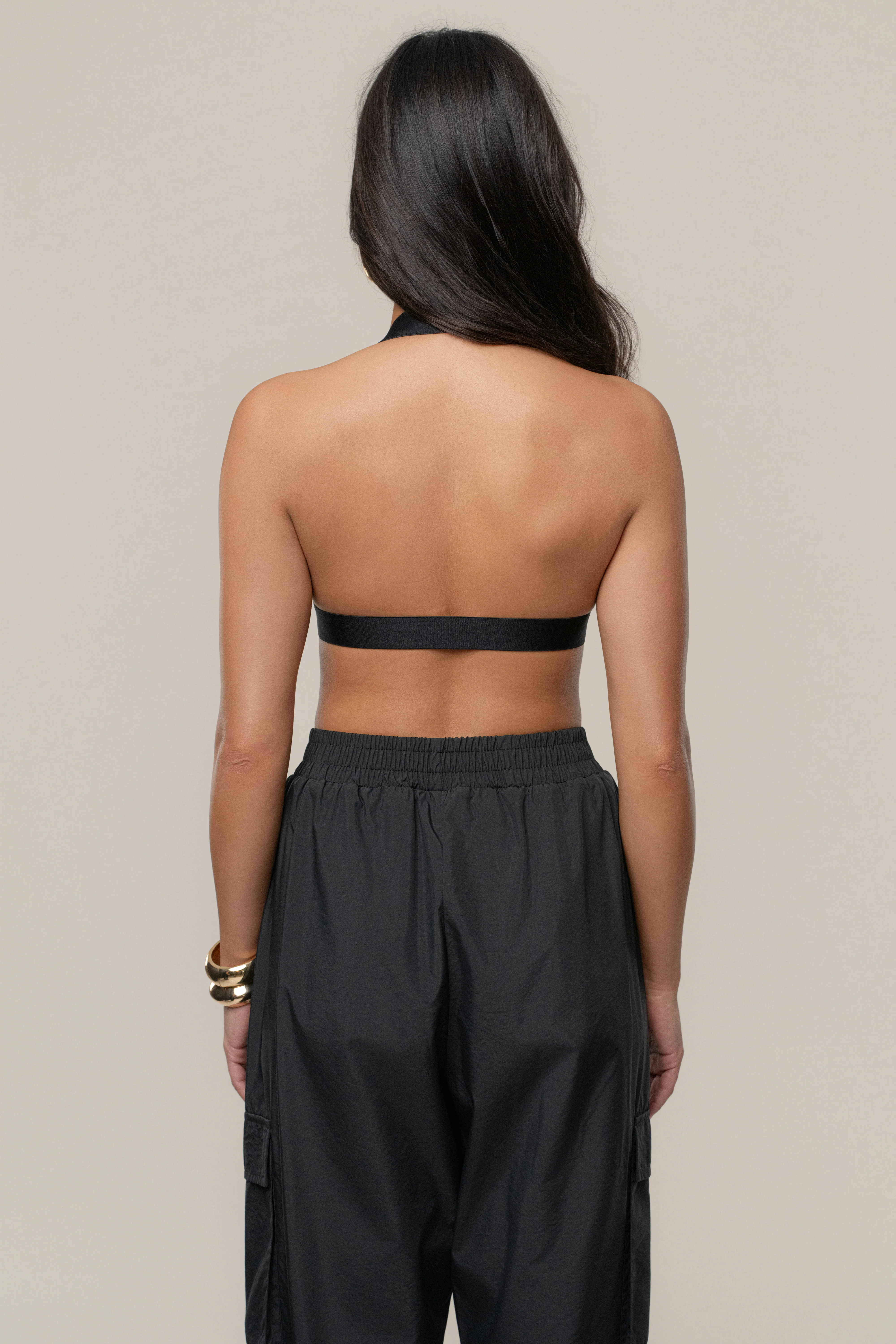 Black Belted Motion Halter Top