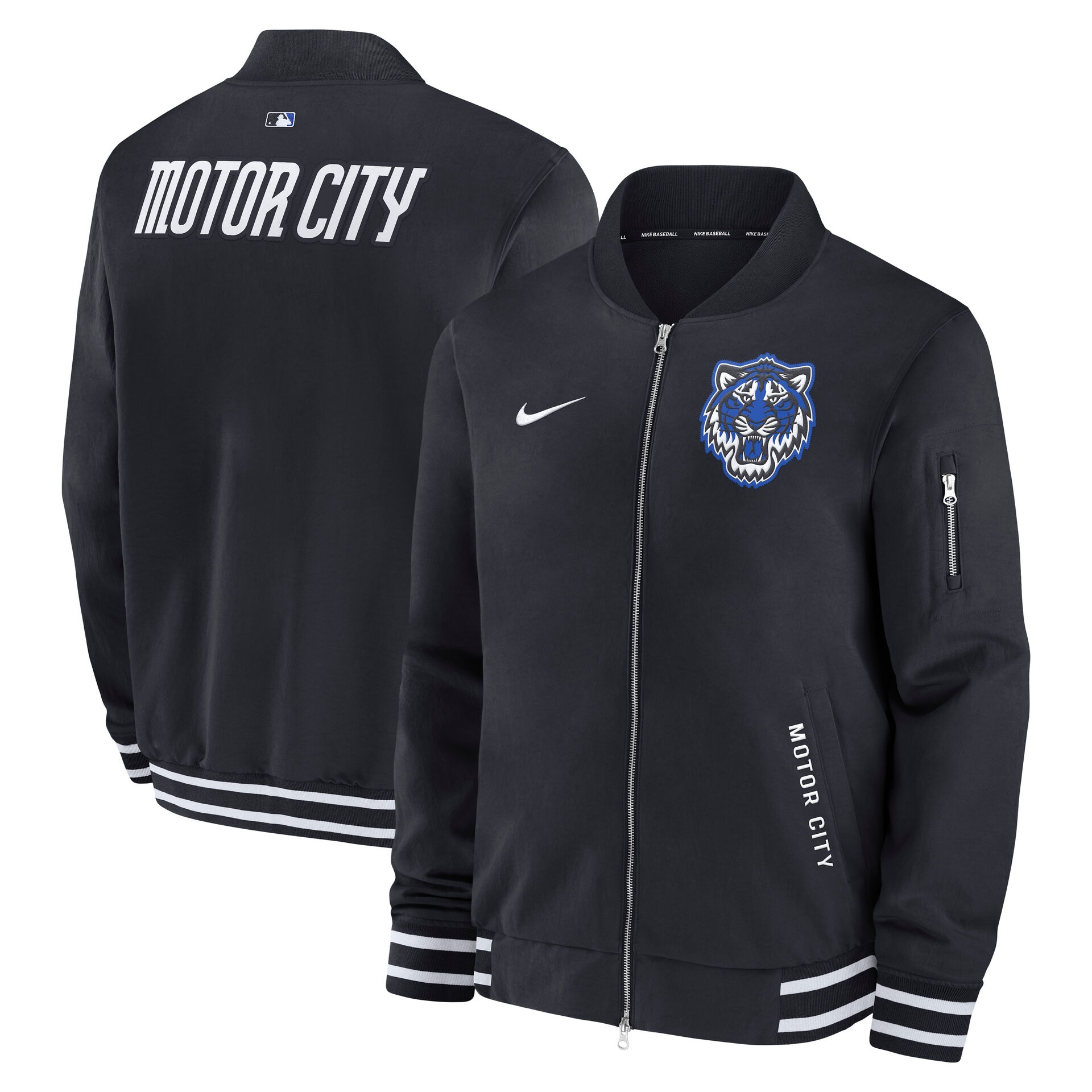 Detroit Tigers City Connect 2026 MLB Authentic Dugout Bomber Jacket Navy