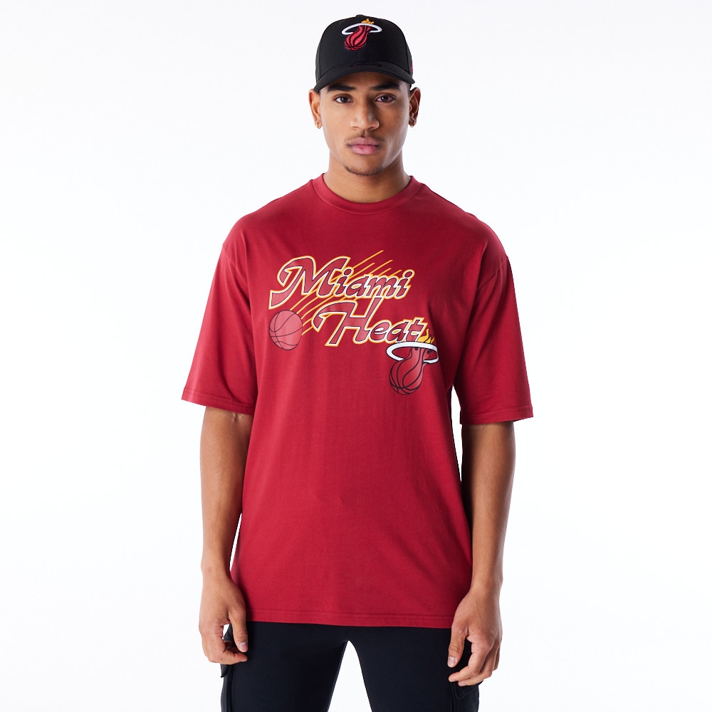Miami Heat Script New Era Oversized NBA T-Shirt Red