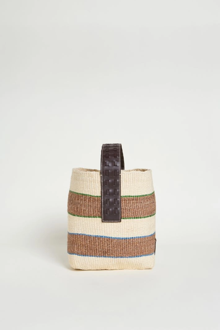 Small natural rope bucket bag - CAMEL WHITE