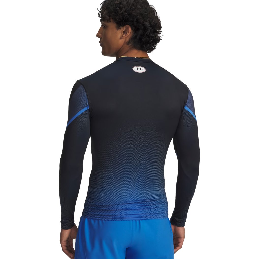 Under Armour HeatGear® Sublimated Crew Long Sleeve Shirt Men - Blue Atlantis/Black/White