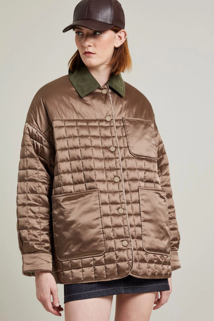 Quilted shirt-style jacket - BRONZE CHAMPAGNE