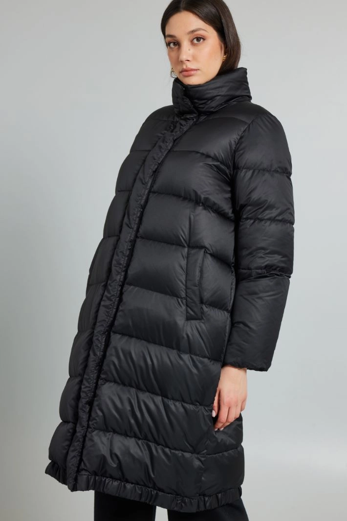 Technical satin down jacket - BLACK