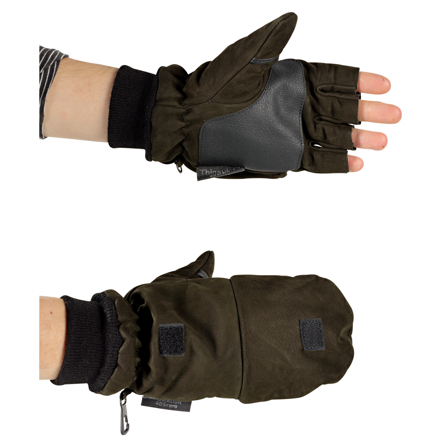 il Lago Prestige Nubuck Leather Gloves Unisex (Olive\/Black)