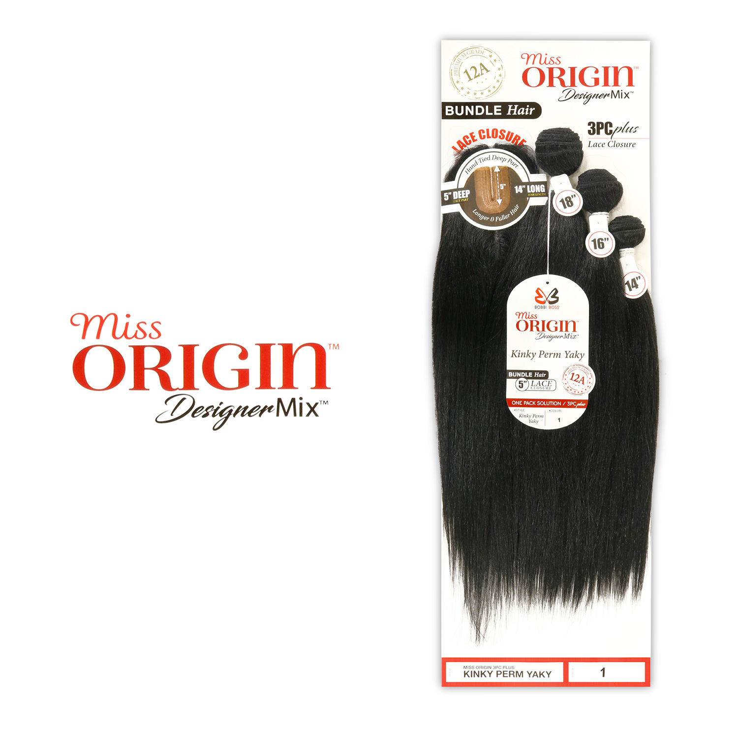 Bobbi Boss Weave 12A Bundle Hair Miss Origin Kinky Perm Yaky 3Pc (With 5