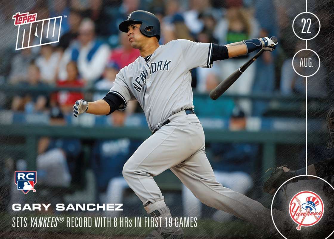 Gary Sanchez (RC) - 8/22/16 TOPPS NOW® Card 386 - Print Run: 1,054
