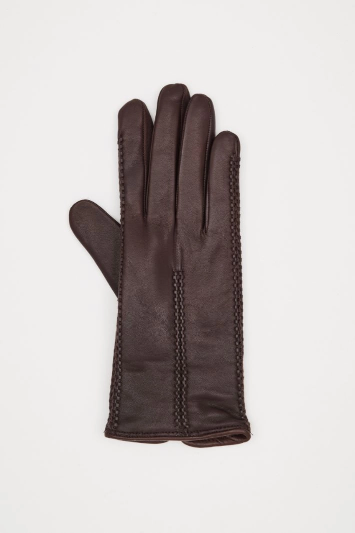 Stitched gloves - DARK BROWN