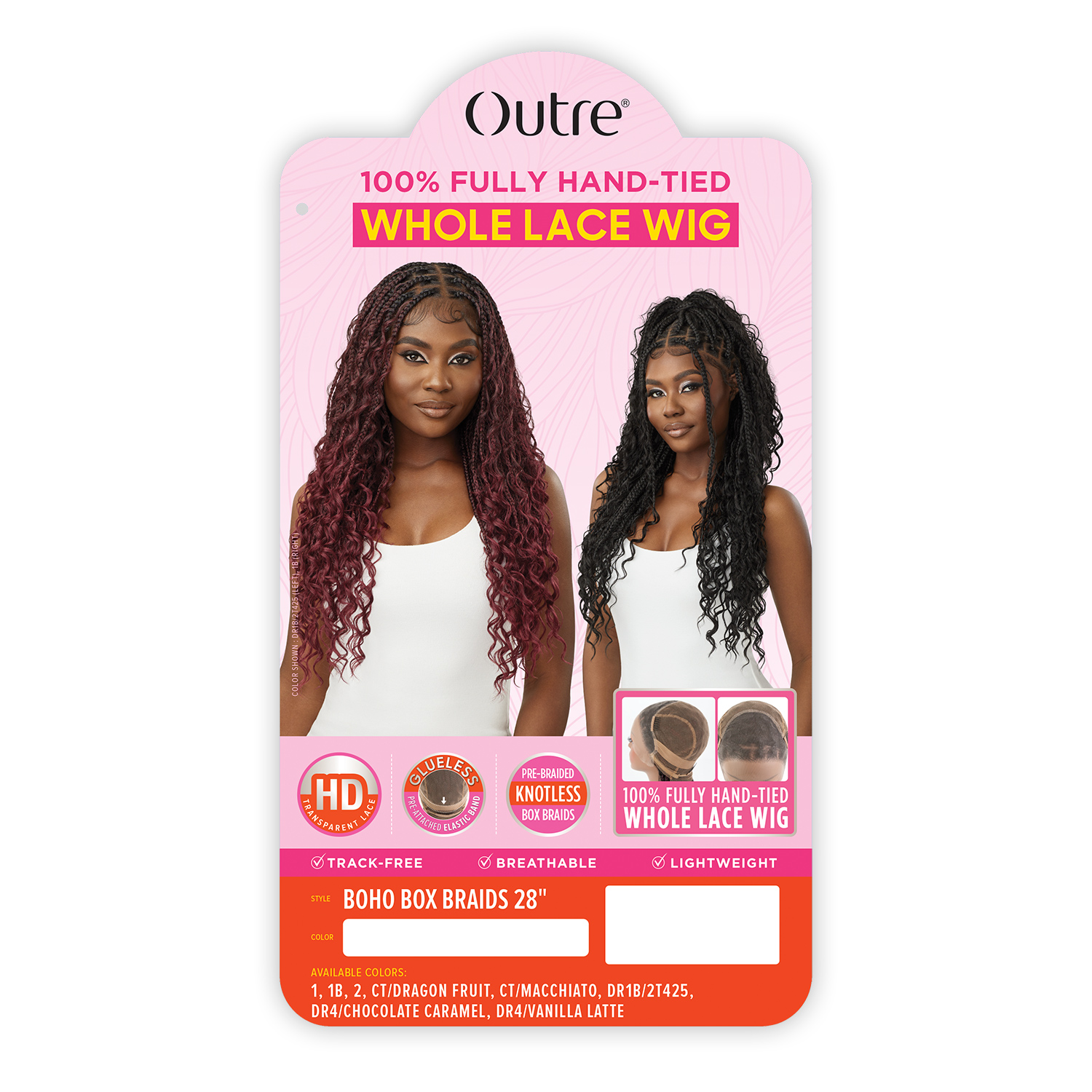 Outre HD Braided Whole Lace Wig Glueless Knotless Boho Box Braids 28