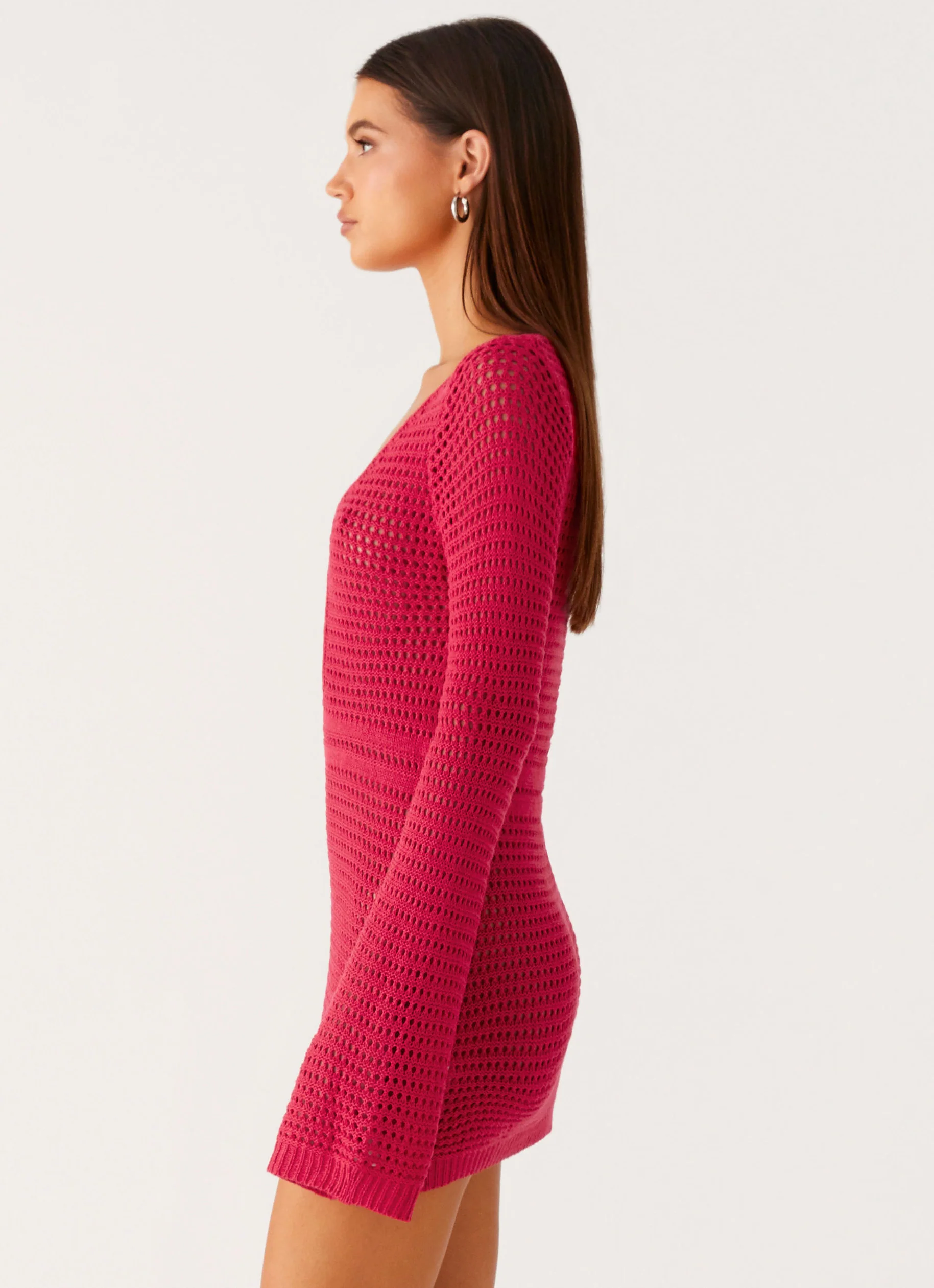 Sunriser Crochet Mini Dress - Pink