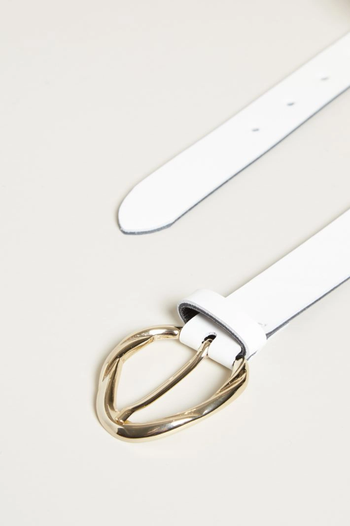 Leather belt - WHITE