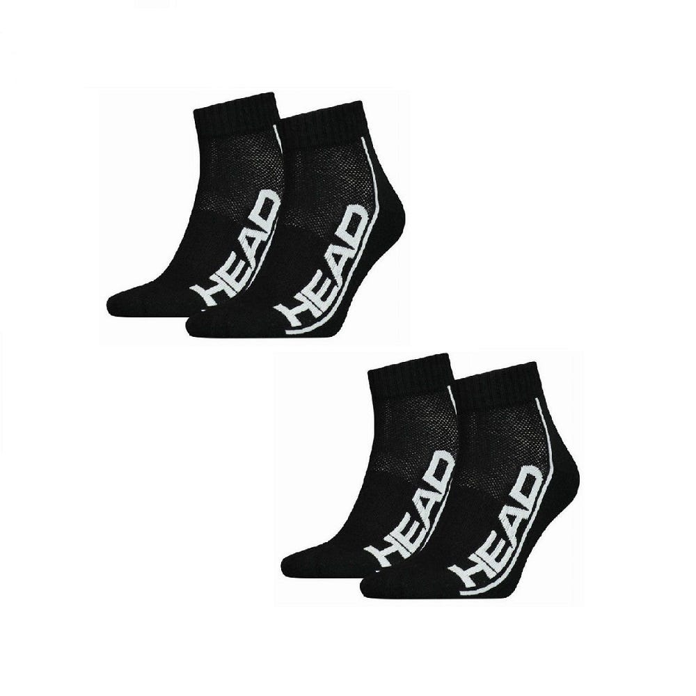 BLACK AND WHITE HEAD 2P STRIPE QUARTER SOCKS