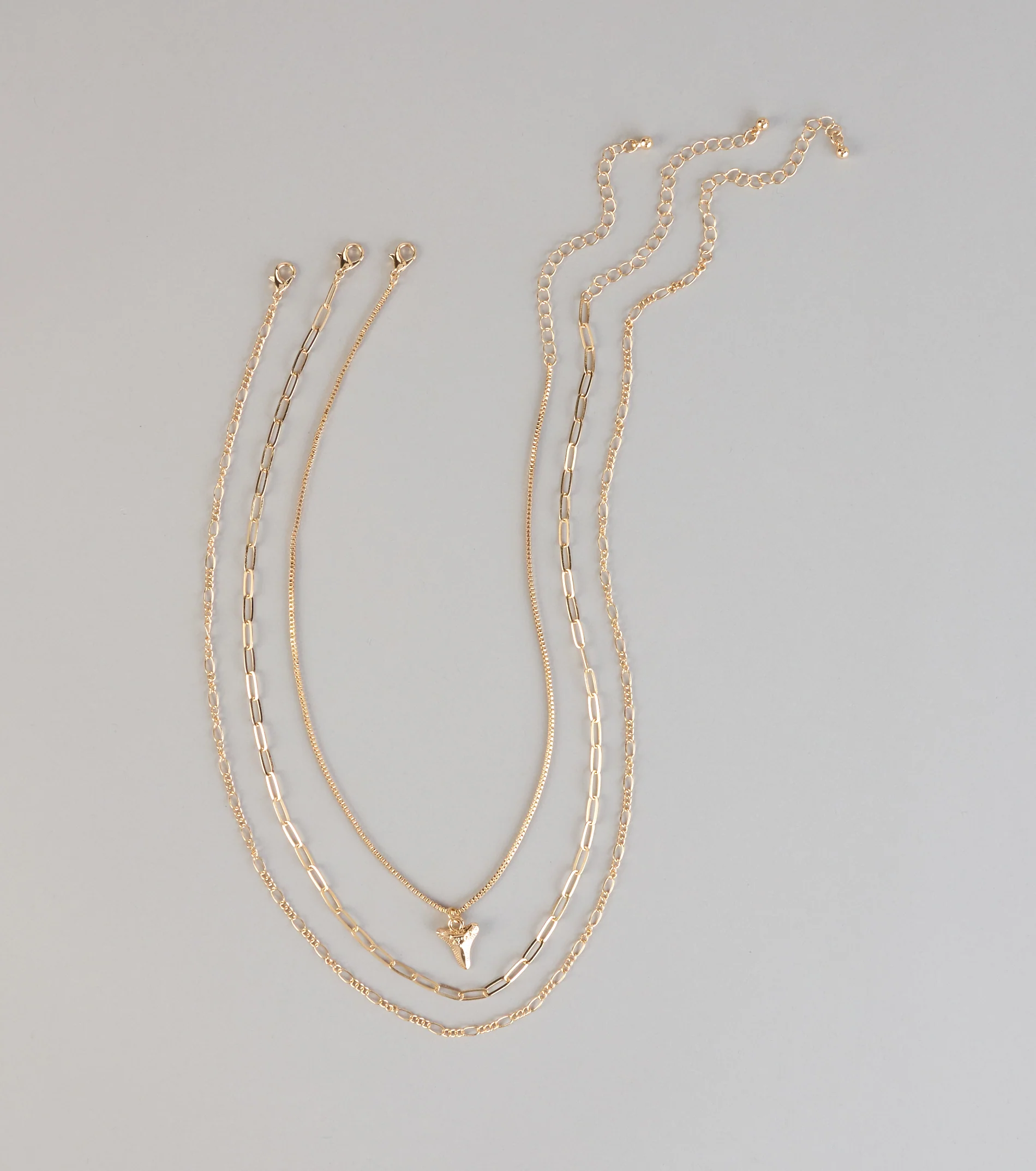 Subtle Bite Tooth Charm Three Pack Necklace Set