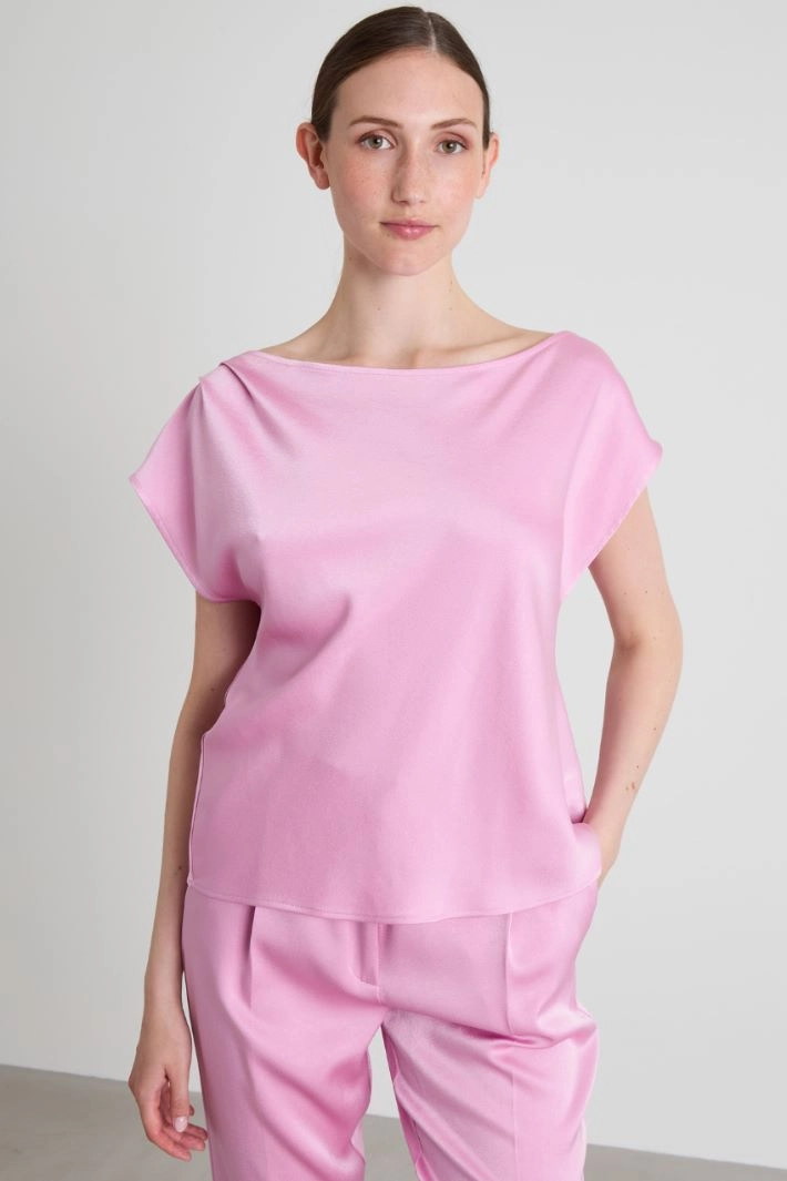 Asymmetrical draped top - PINK