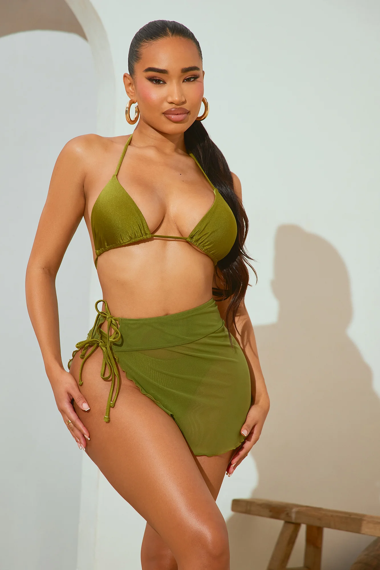 Diana Bikini Cover Up 3 Piece Set - Olive
