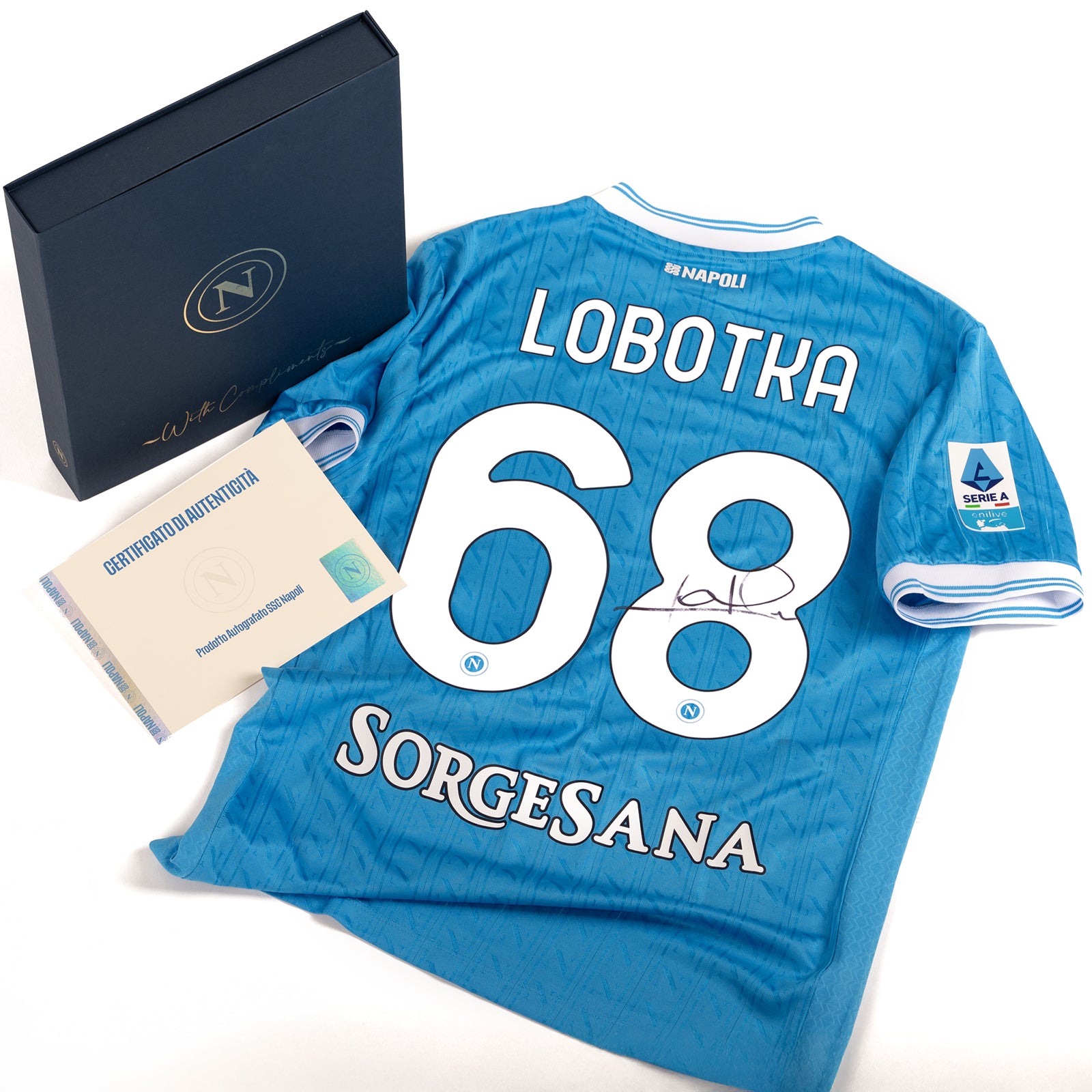 SSC Napoli Match Jersey Home 2025/2026 Signed by Lobotka in Premium Box