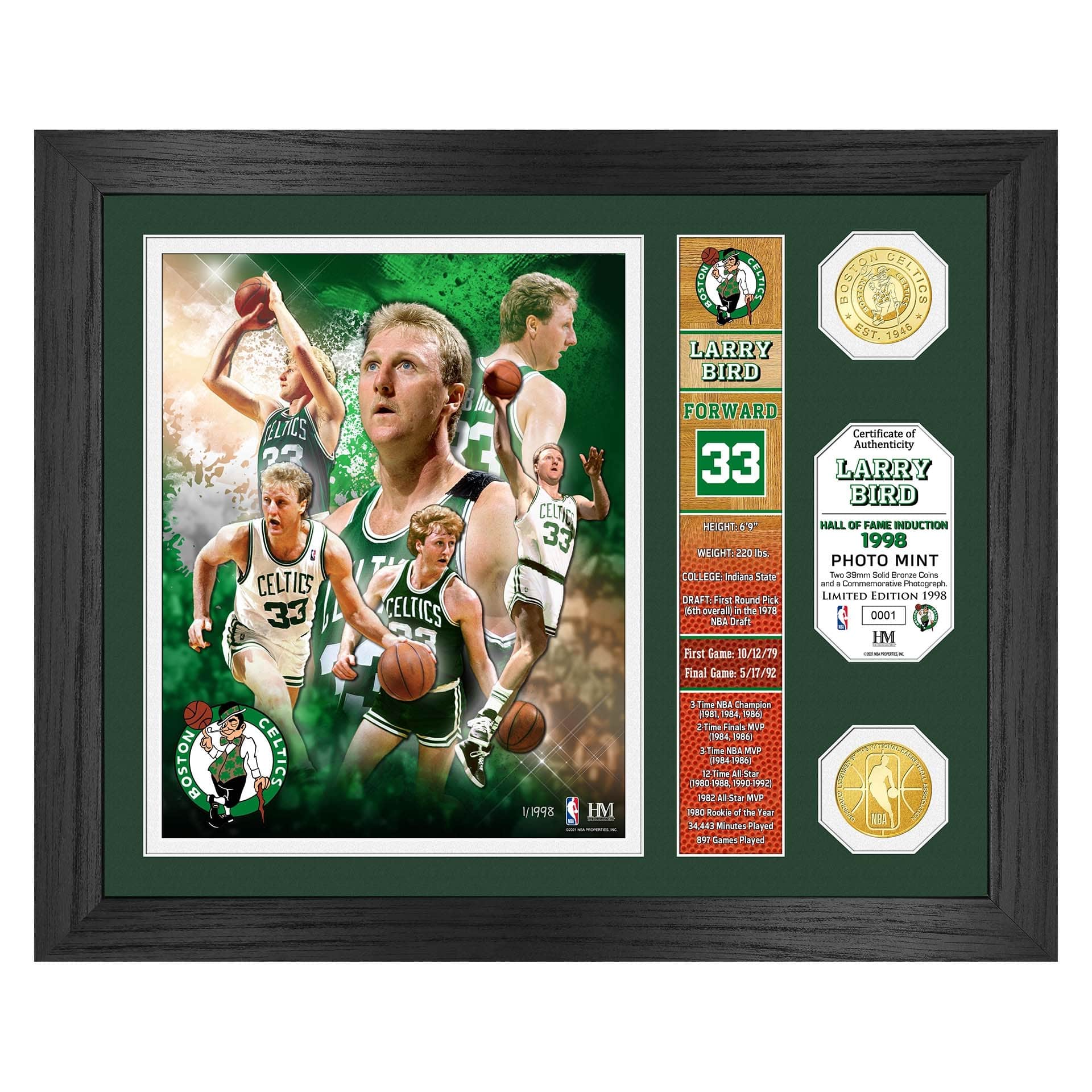 Larry Bird Boston Celtics Hall of Fame Banner NBA Photo Frame