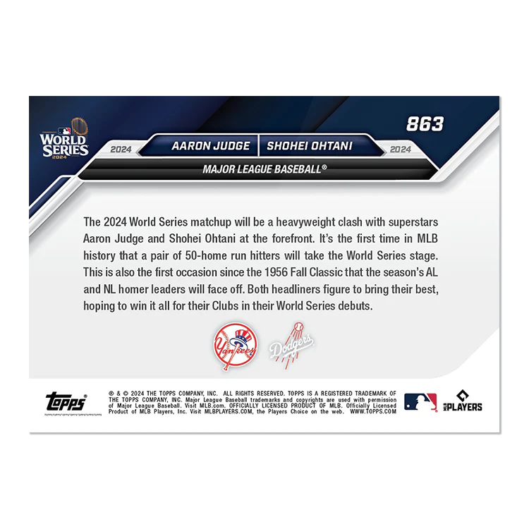 Aaron Judge/Shohei Ohtani - 2024 MLB Topps NOW® Card 863