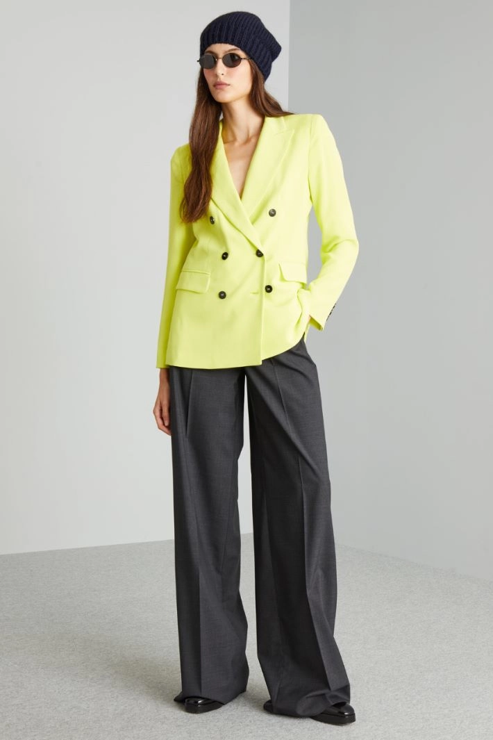 Double-breasted cady blazer - ACID GREEN