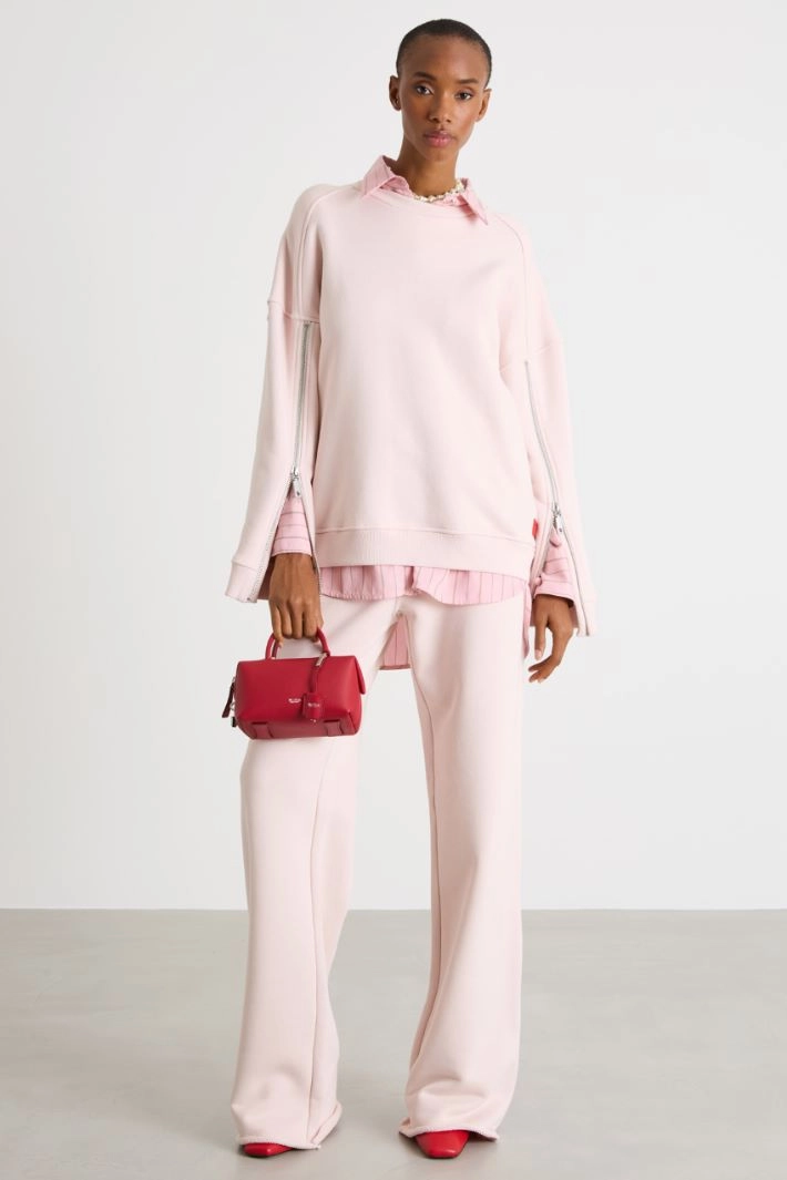 Zipped-sleeve oversized sweatshirt - PINK