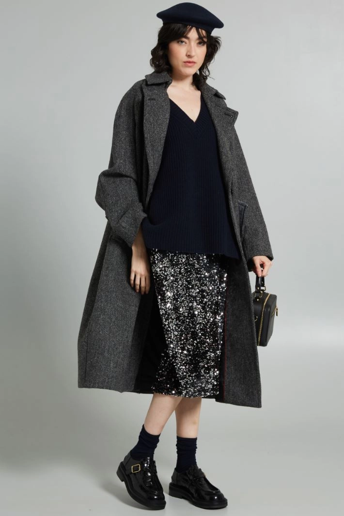 Sequined skirt - BLACK SILVER