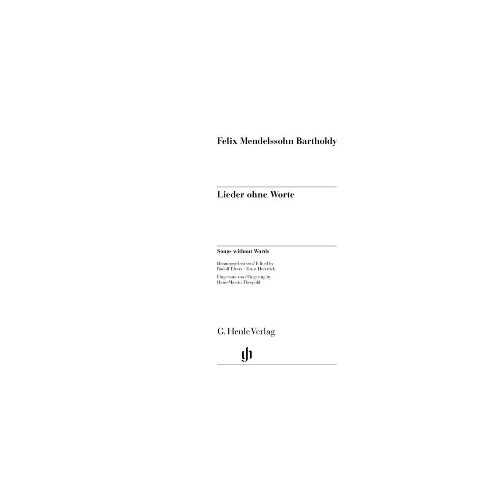 Henle Verlag Mendelssohn Lieder ohne Worte – Thomann Ireland