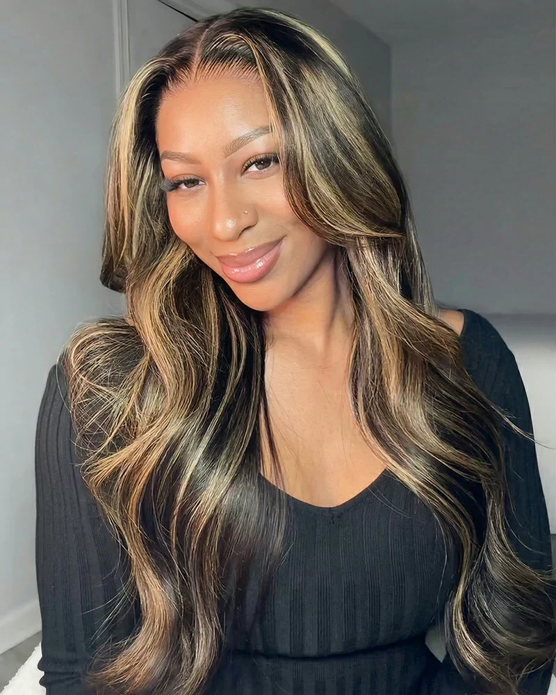 Ophirawig 13x6 Three-Go? Balayage Highlight Glueless Wig Body Wave With Drawstring 100% Human Hair Wig