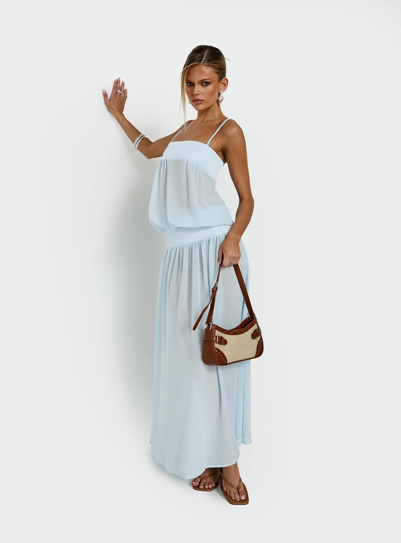 Gracia Blouson Maxi Dress Blue