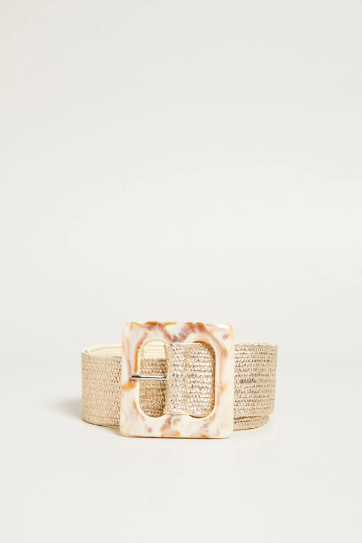 Raffia-effect belt - BEIGE
