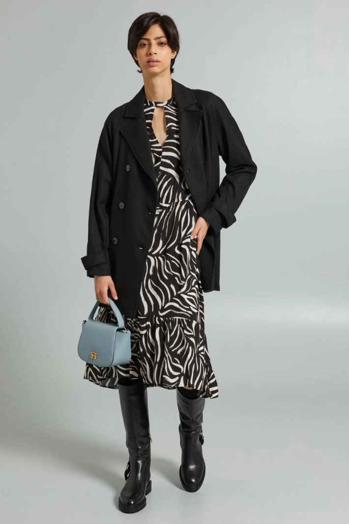 Marocain crepe dress - BLACK ECRU