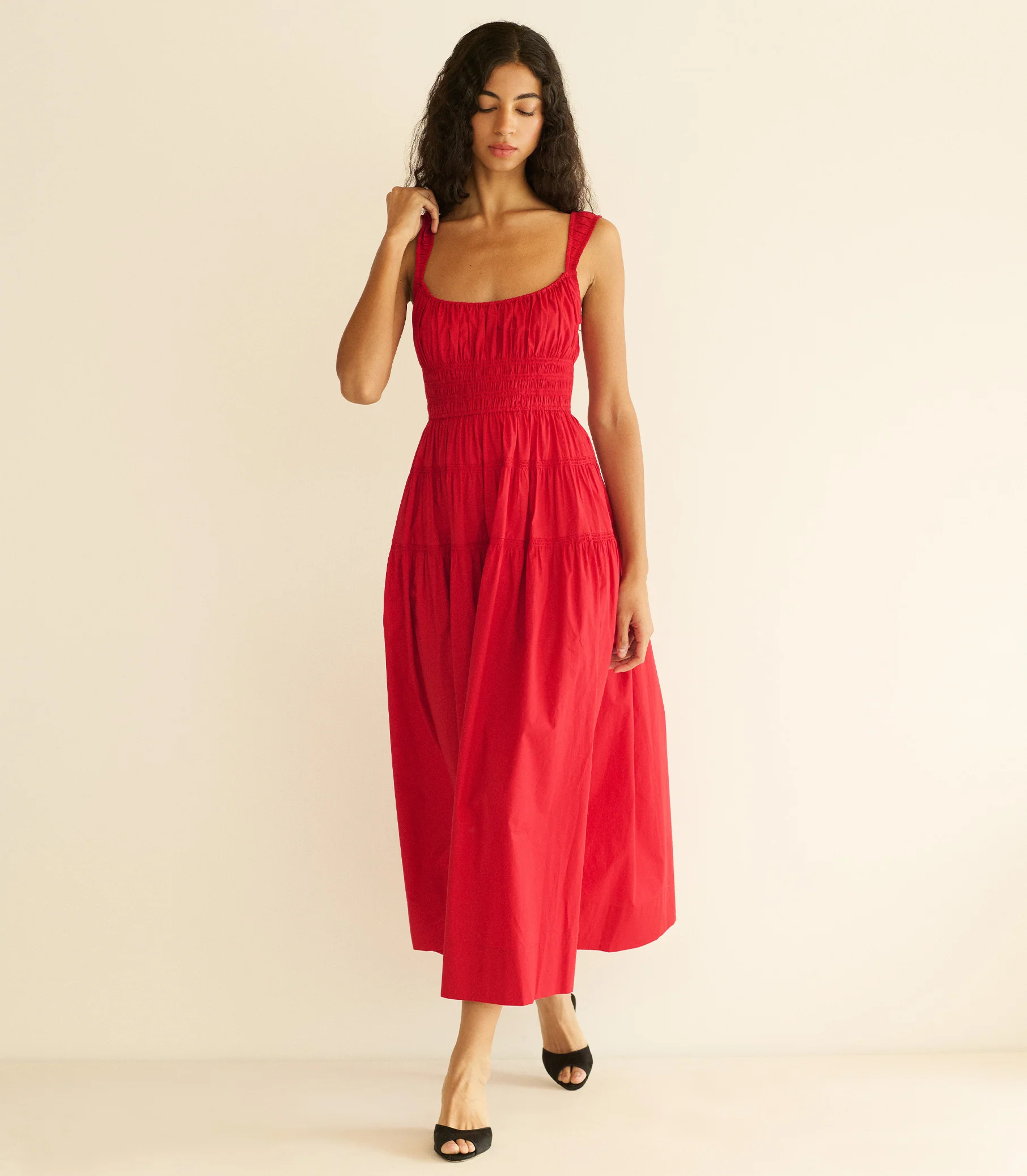 Clover Maxi Dress - Deep Tomato