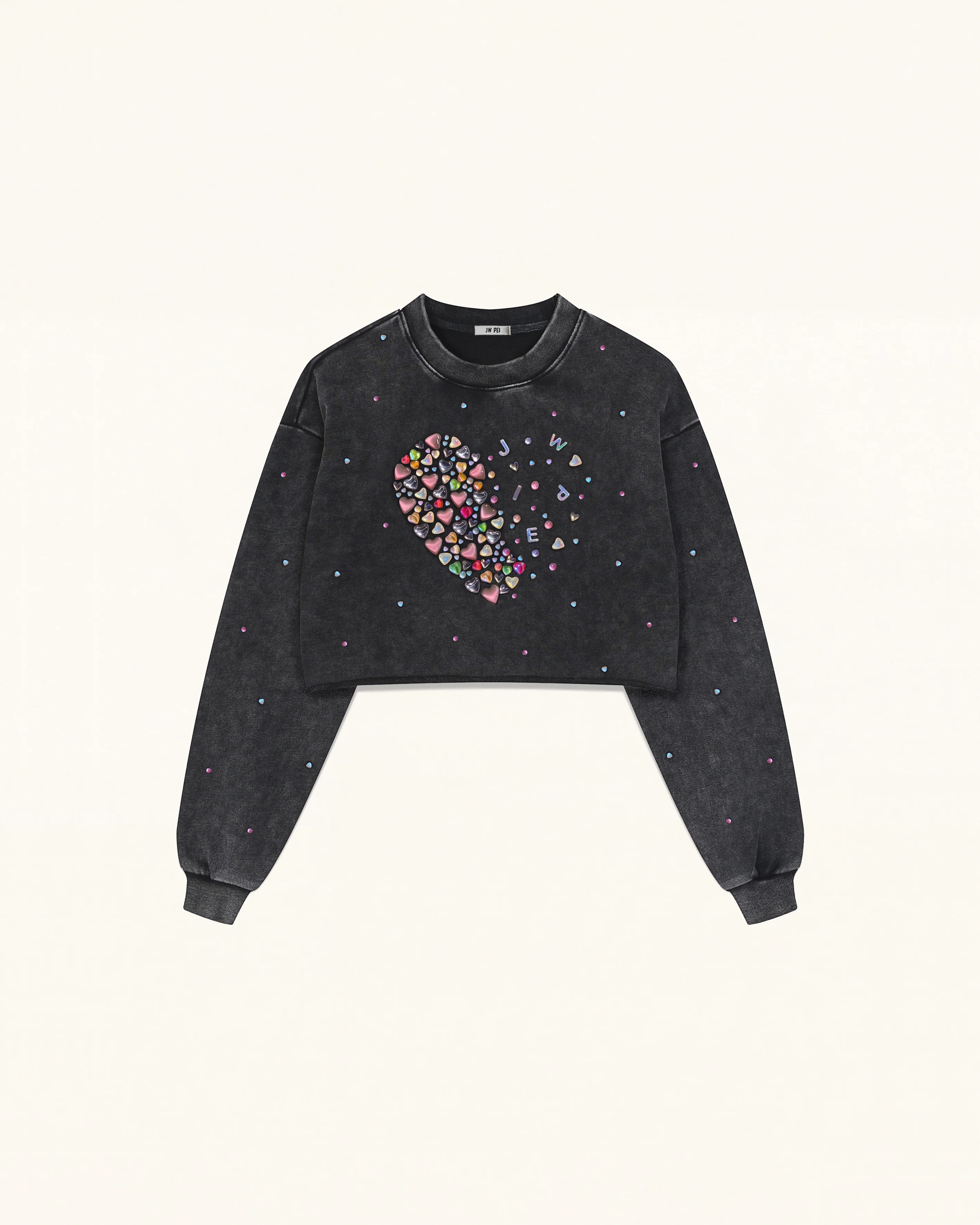 Candy Resin Heart  Sweatshirt - Black