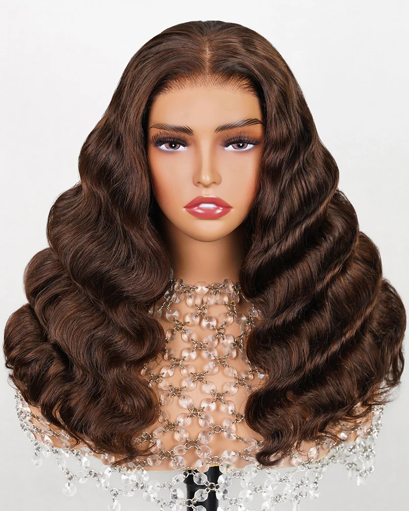Ophirawig 6x5 invisible knots Glueless Chocolate Brown Wig Natural Loose Deep Wave Wig Pre-cut Lace Beginner Friendly